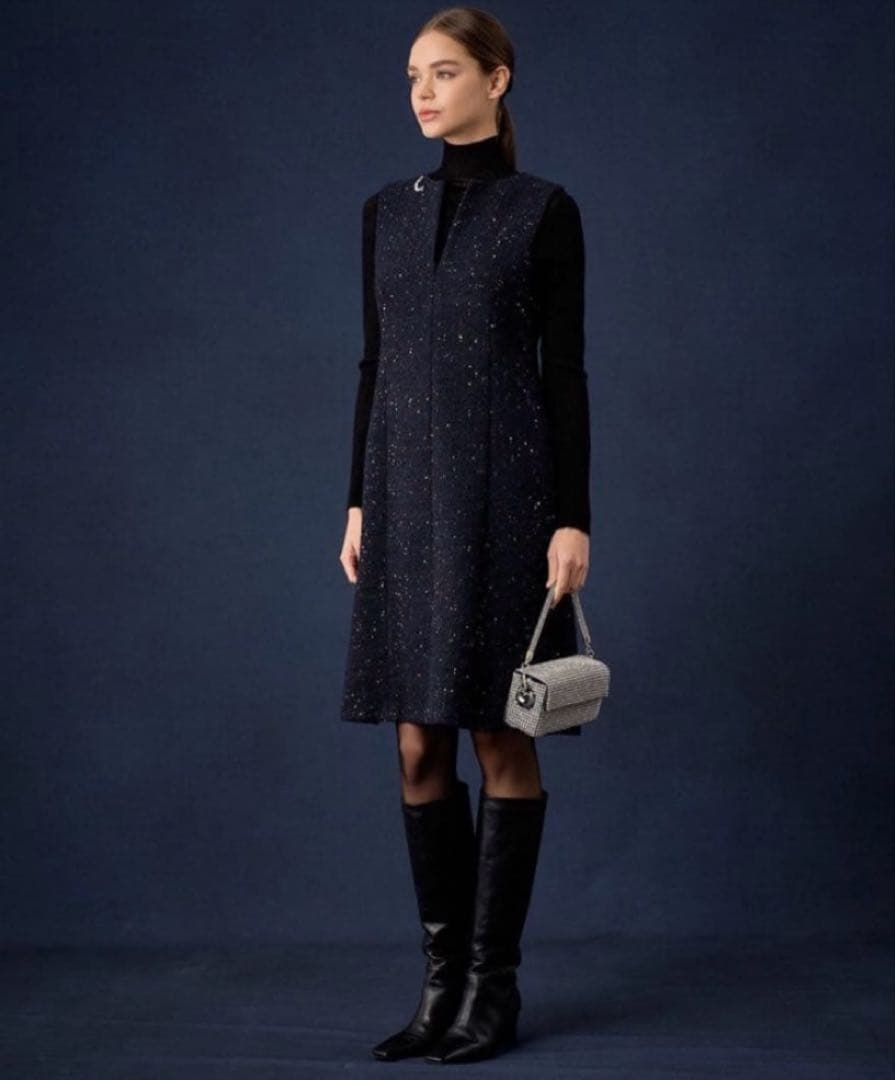 アナイ コズミックツイードジャンパースカート 濃紺 黒 36 - メルカリ