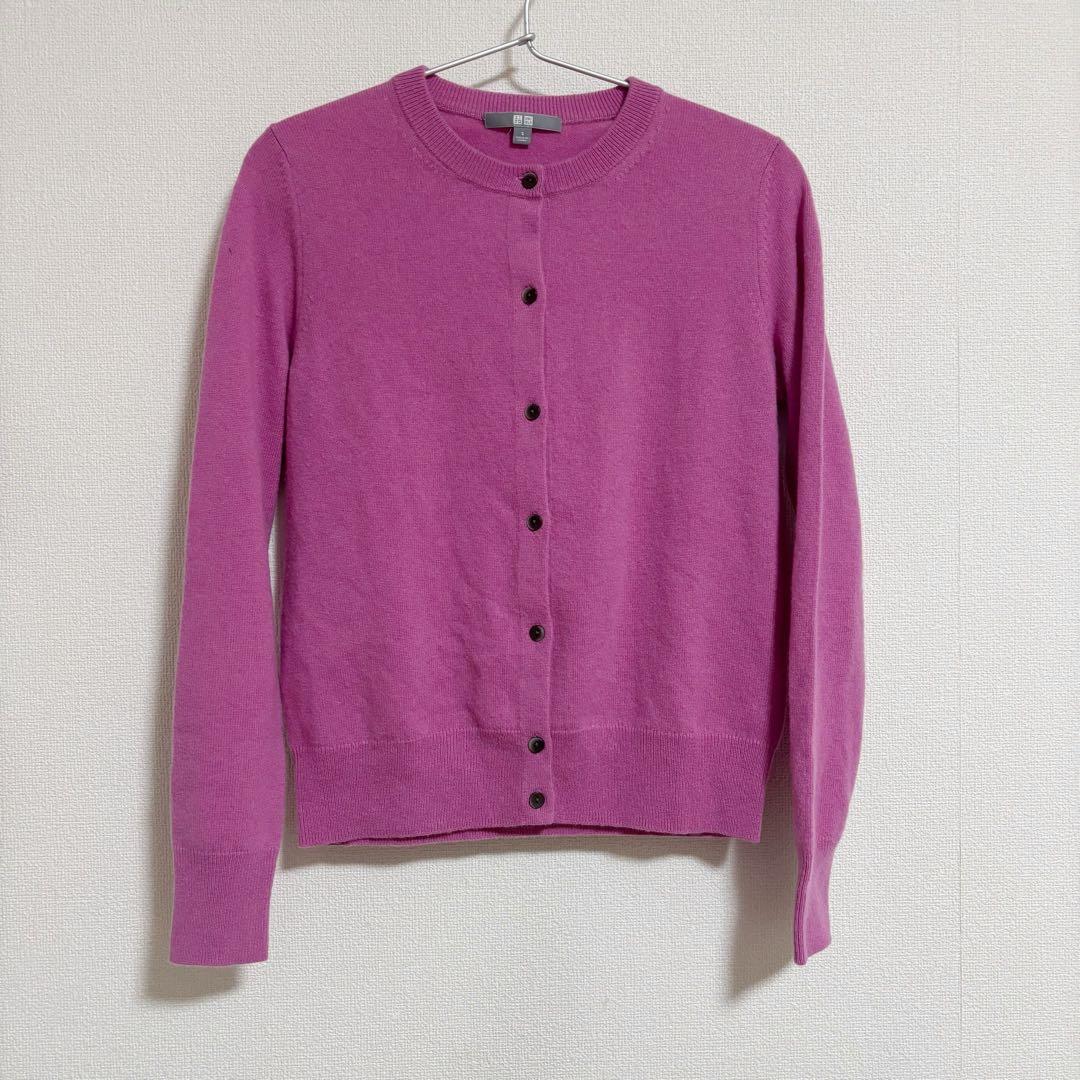 ユニクロ カシミヤ100% カーディガン ピンク - メルカリ