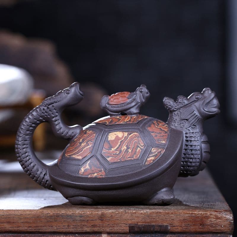 紫砂茶壷 中国宜興製 竜亀壺