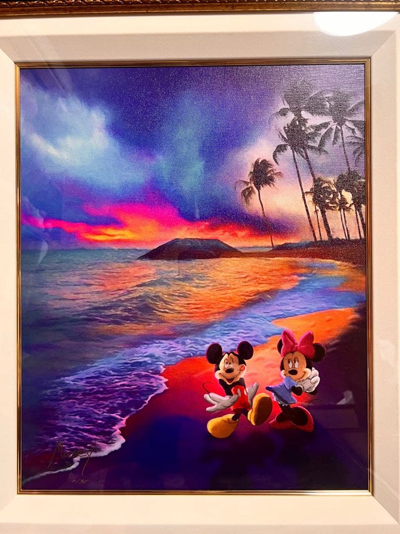 【〜1/31限定】マセイ　ミッキーマウスとミニーマウスの風景画 Disney - マセイ ミッキーマウスとミニーマウスの風景画（Beach