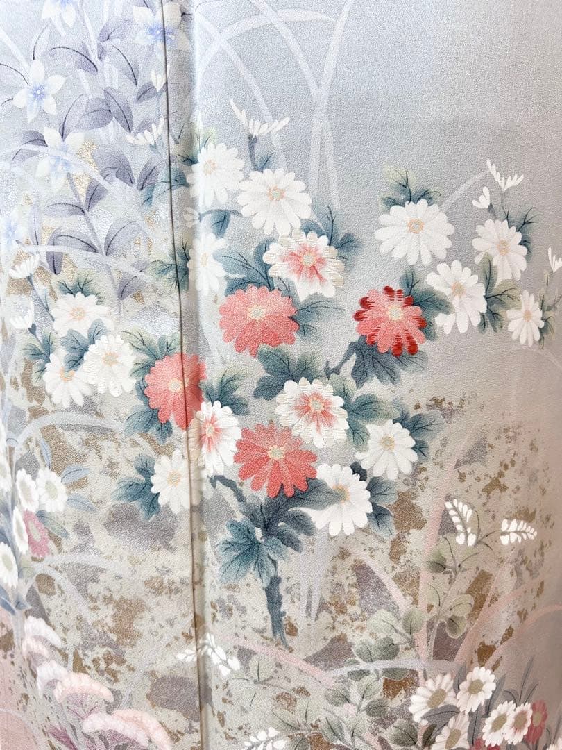 美品 未使用 しつけ糸付 裄丈長め 正絹訪問着 フルセット4点 袋帯