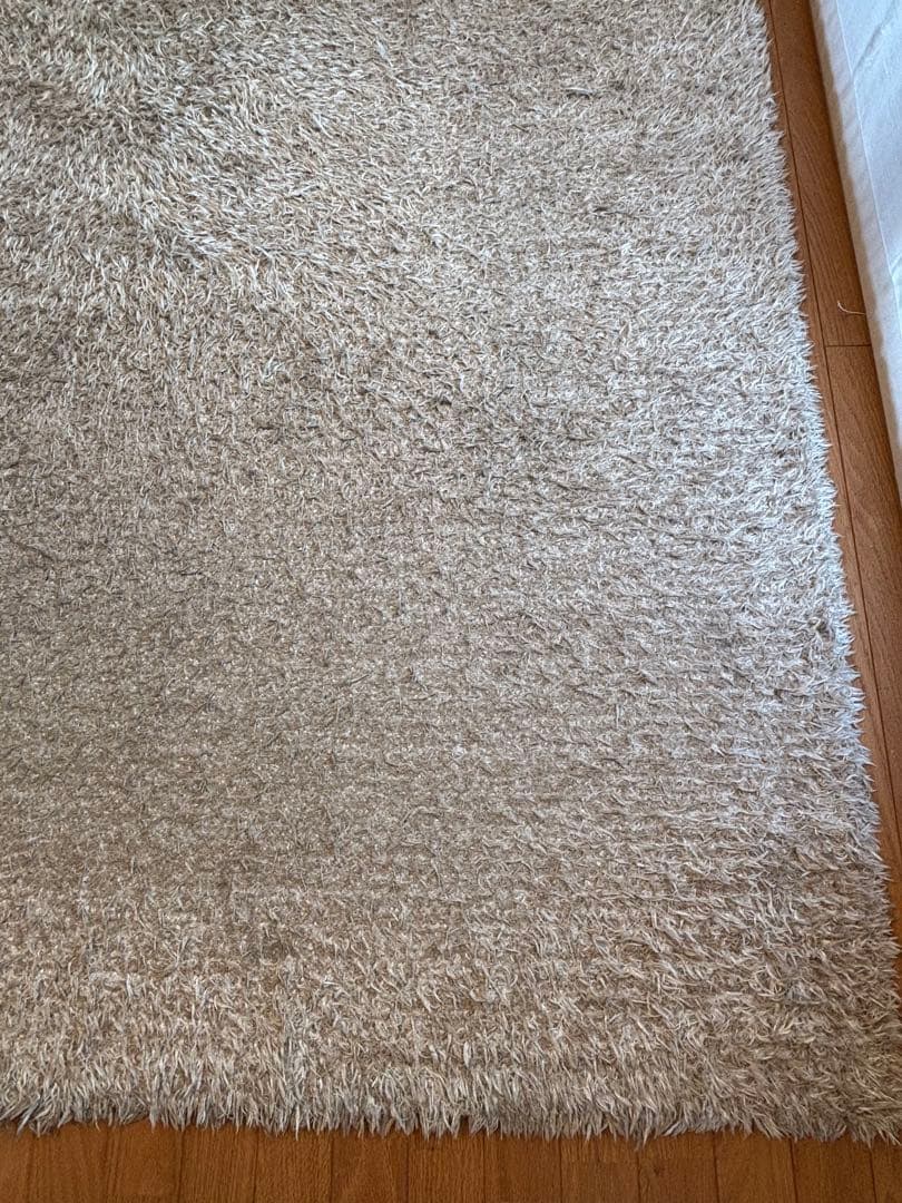 モデルルーム展示品 シャギーラグ 180×210cm 北欧 グレーベージュ