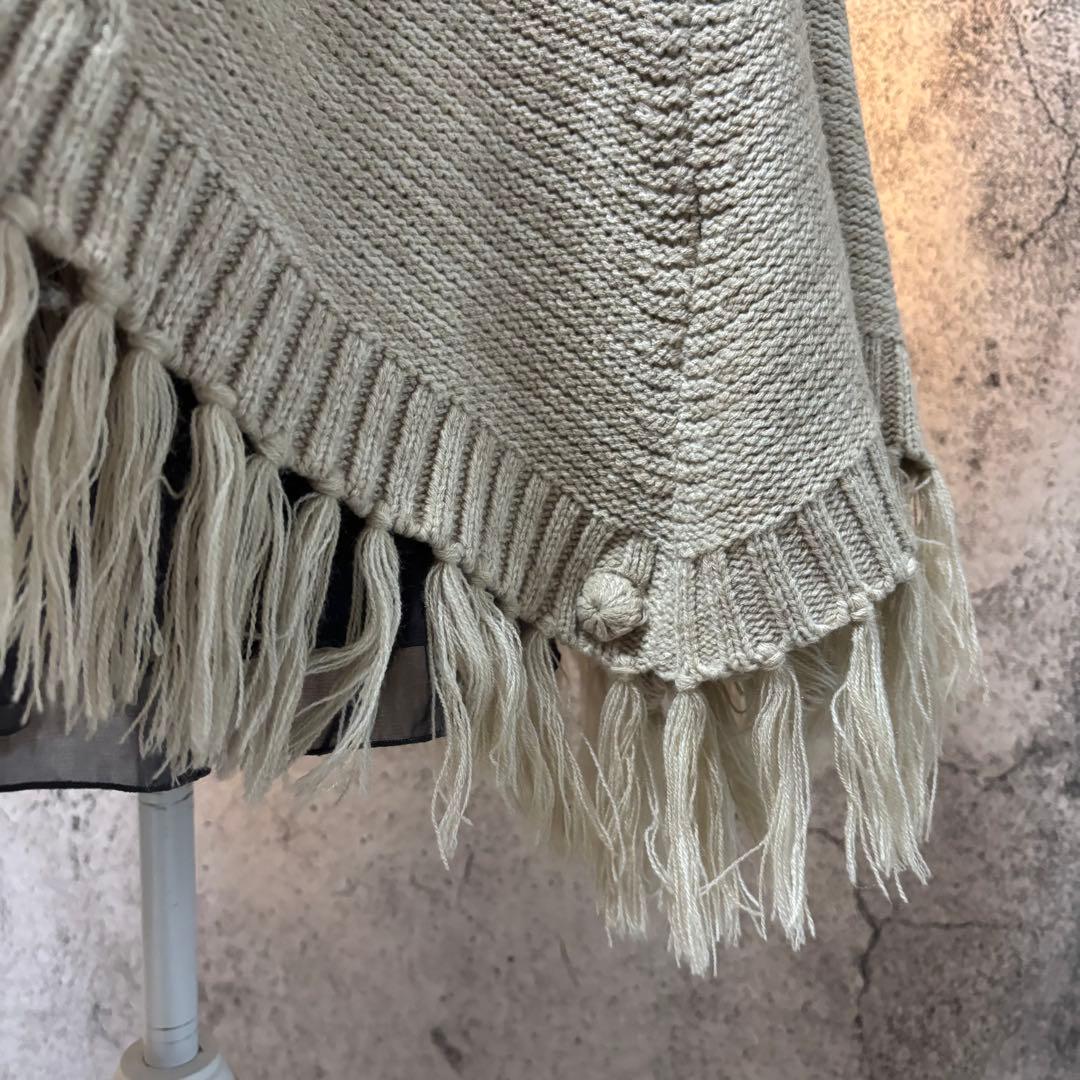 y2k 00s 森ガール ニットポンチョ スカート 2点セット ファー フリンジ