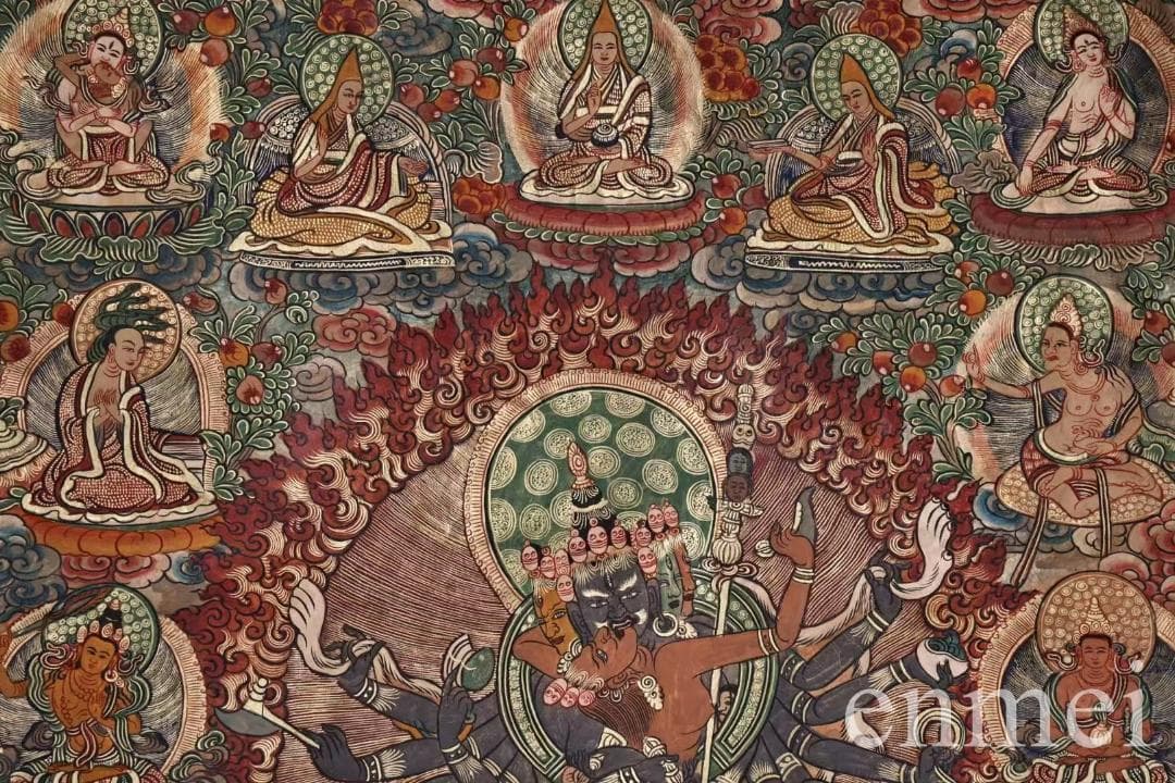 中国古美術・チベット・真皮唐卡・勝楽金剛仏像・純手描き・纯天然鉱物