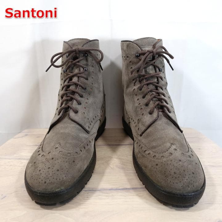 ★良品★サントーニ　スエード　レースアップブーツ　Santoni size4458_385212