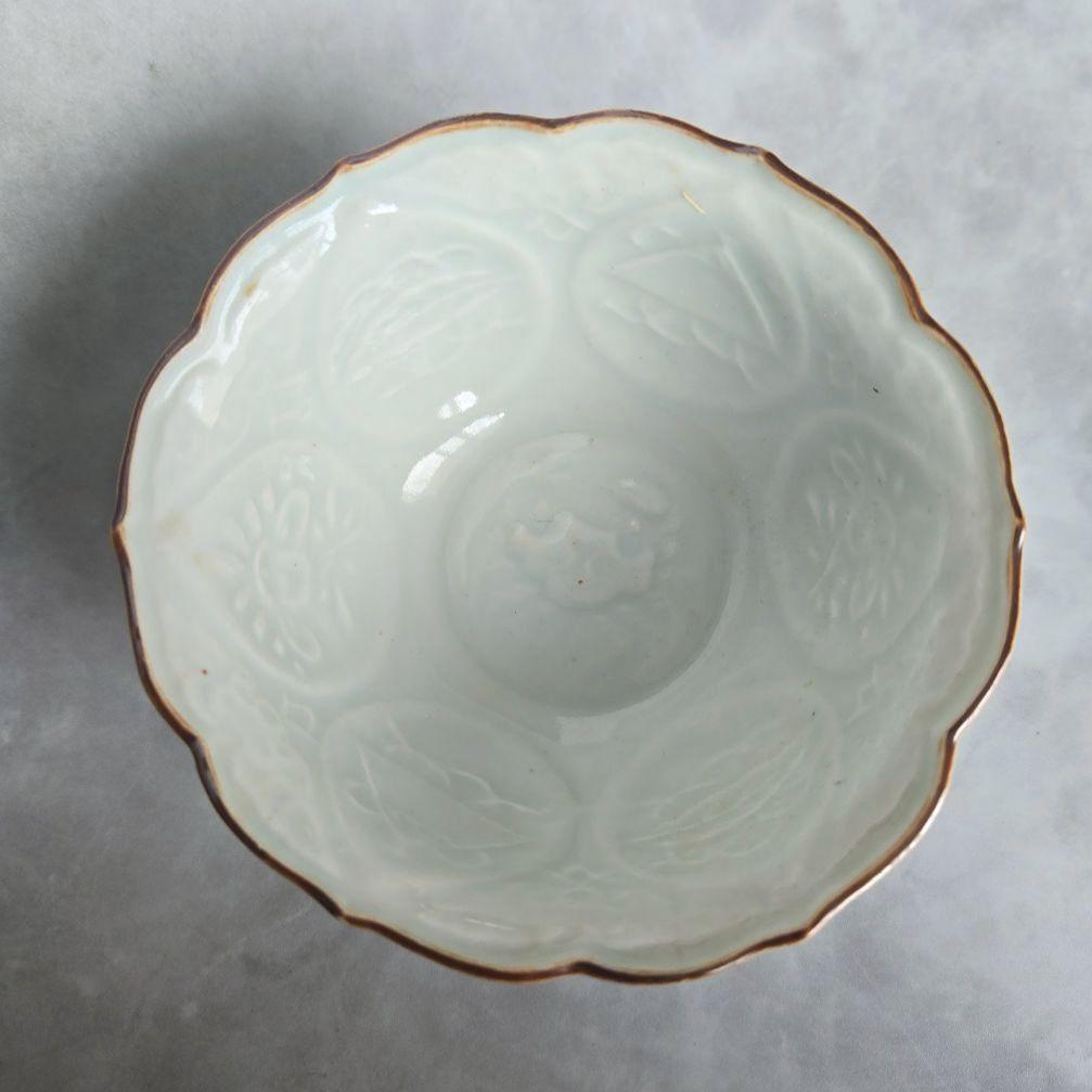 古伊万里 色絵 柘榴 向付 陽刻 猪口 江戸時代 骨董 金継ぎ