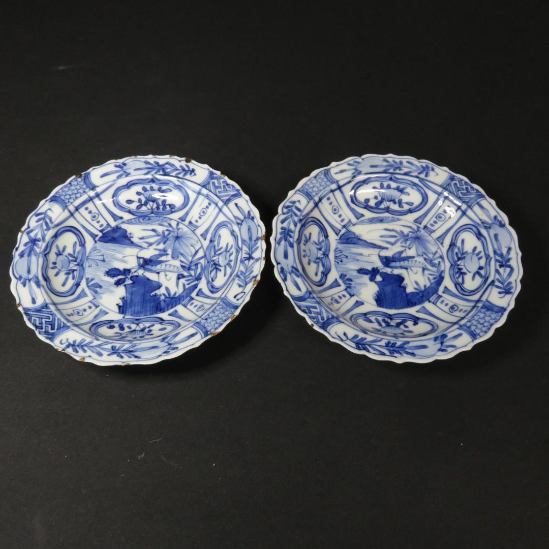 染付 小皿 皿 古伊万里 飛蝗文様 江戸 歪み 欠け 芙蓉手 A傷少な目 染付 小皿 皿 古伊万里 飛蝗文様 江戸 歪み 欠け 芙蓉手 A傷少な目