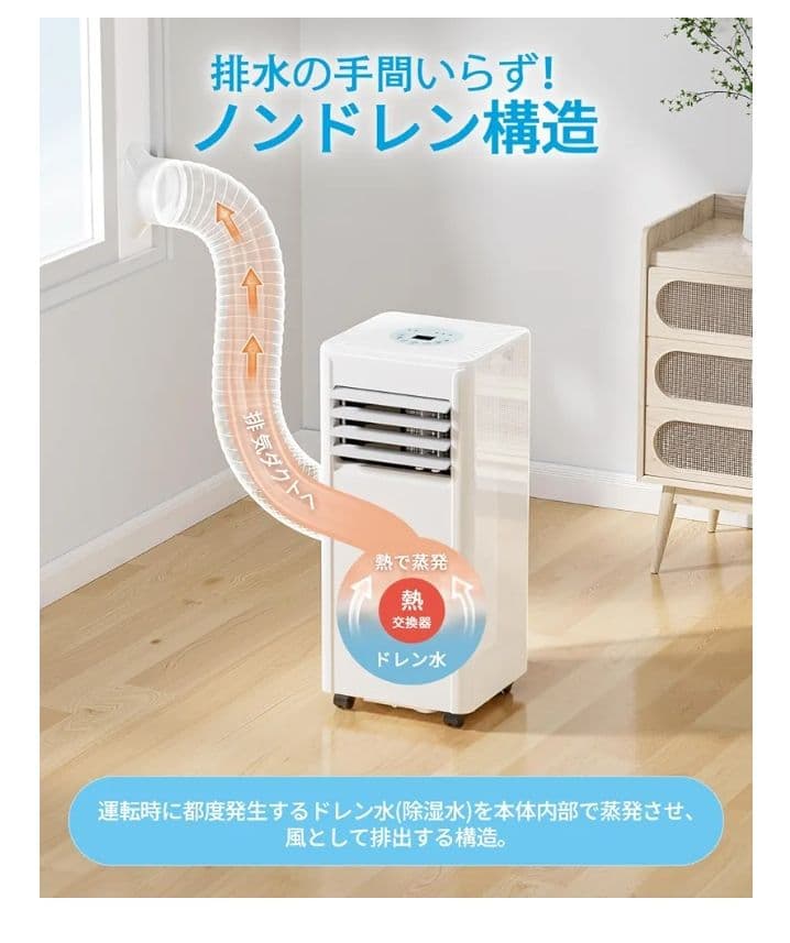 2025年式最新型 移動式エアコン スポットクーラー 工事不要 2.63kw
