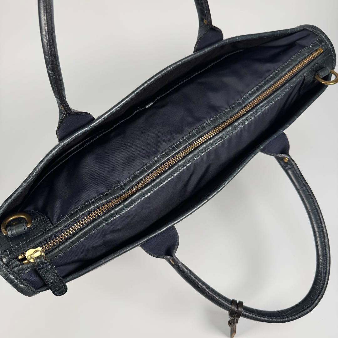 フェリージ ブリーフケース 1731 レザー クロコ A4 ネイビー ビジネス