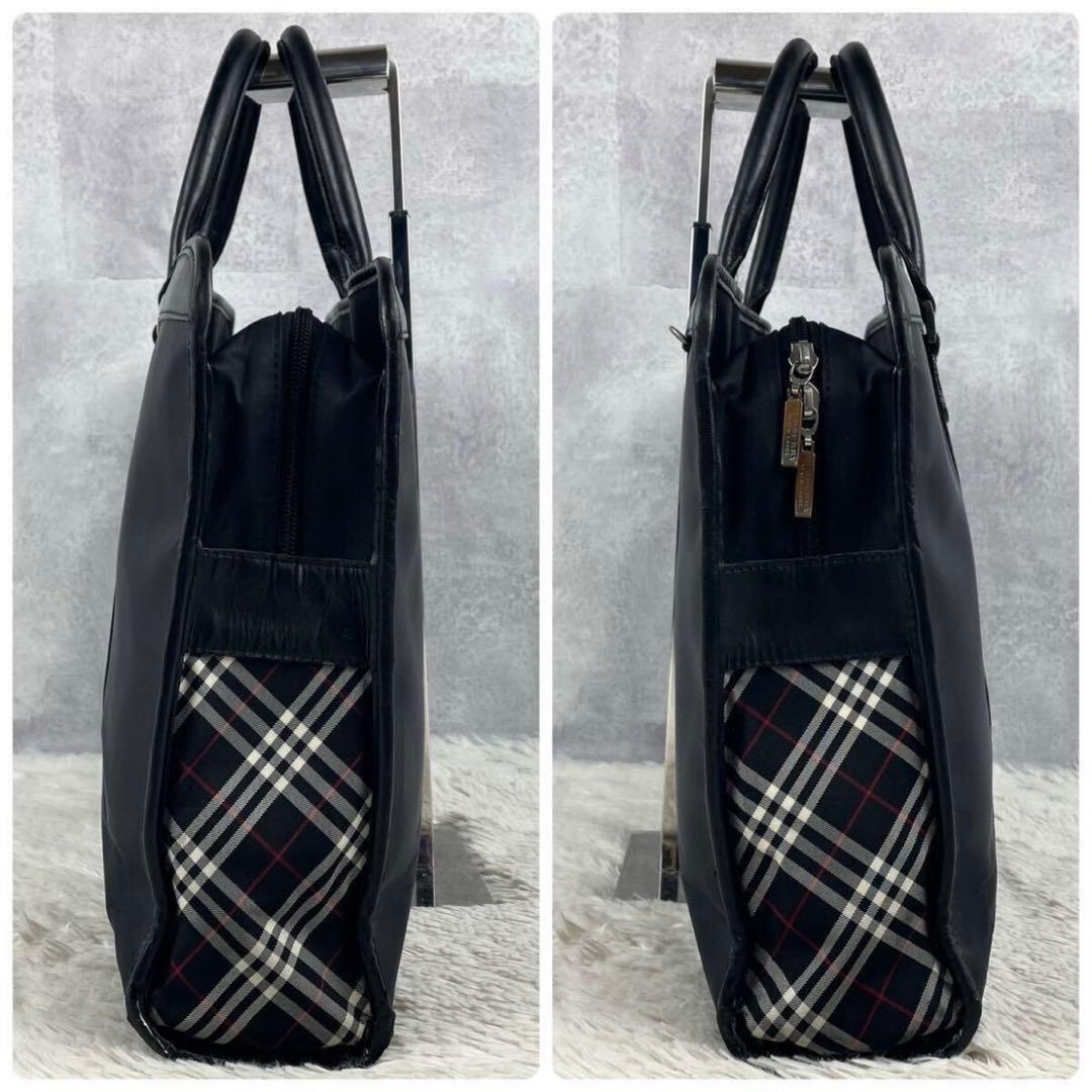 バーバリーブラックレーベル ビジネスバッグ 黒 レザー サイドノバ