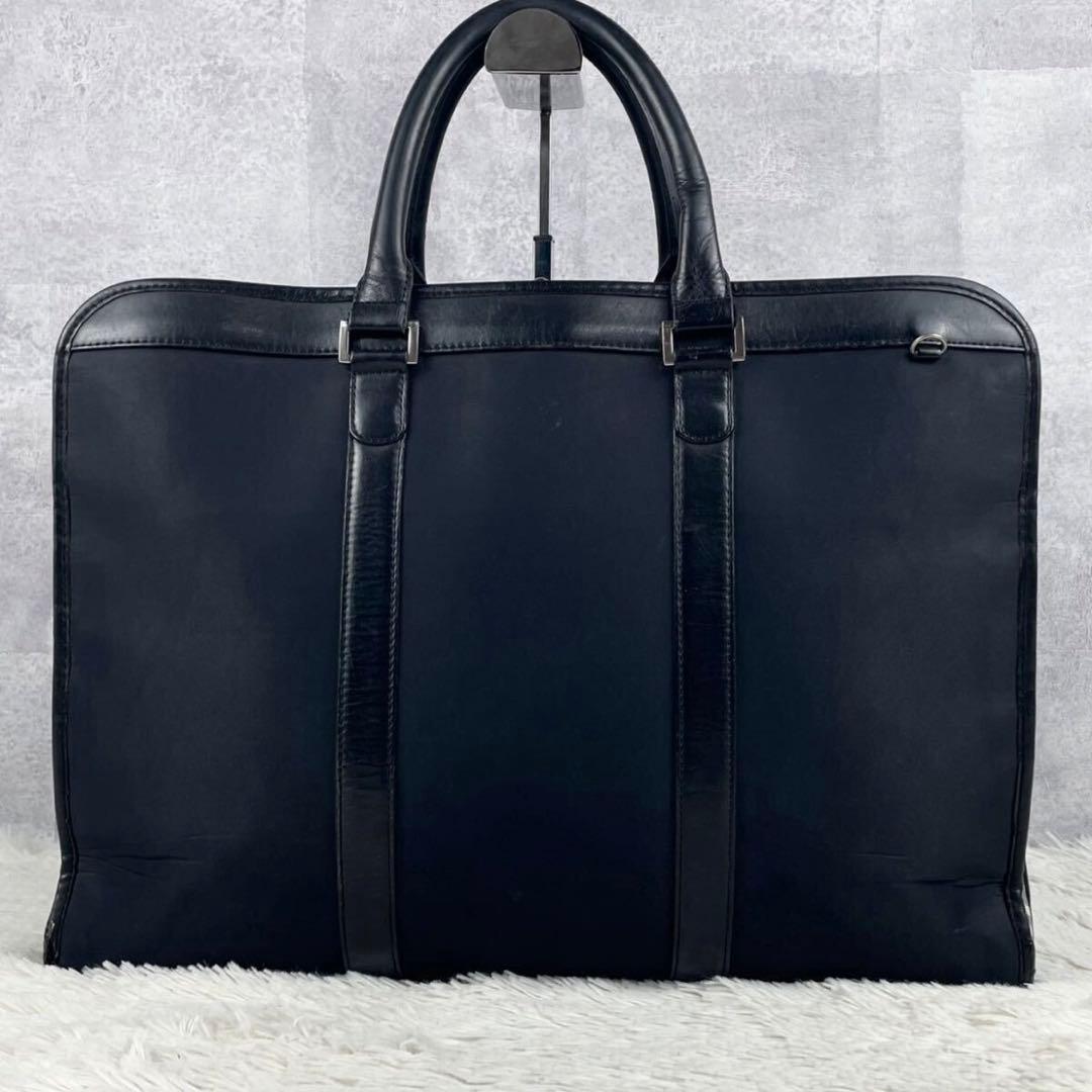 バーバリーブラックレーベル ビジネスバッグ 黒 レザー サイドノバ