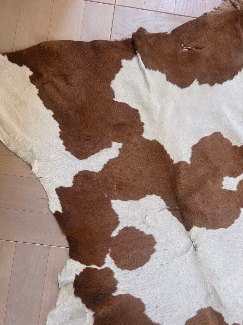 牛革ハラコラグ 珍しい明るめの茶色と白のマーブル レザークラフト 本革