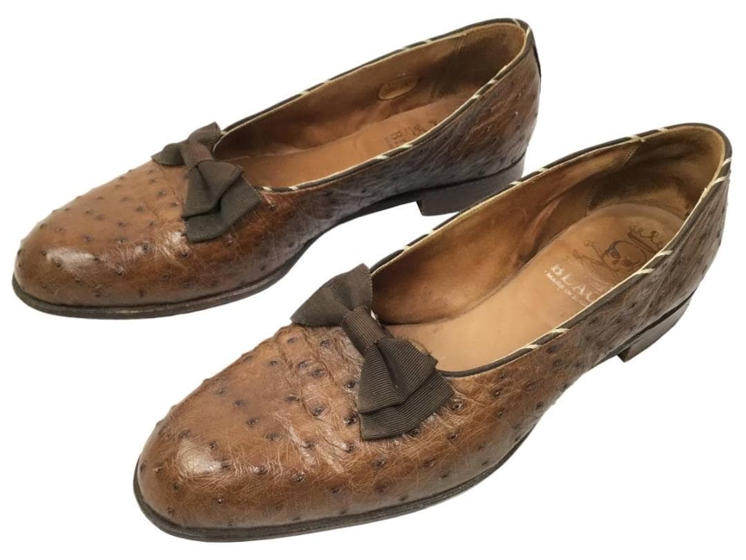 BARKER BLACK バーカーブラック オーストリッチレザー オペラパンプス