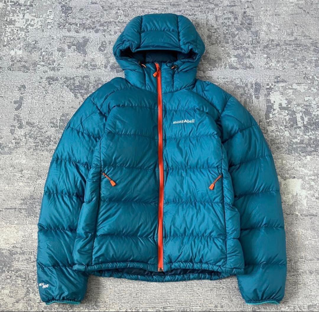montbell フード付きダウンジャケット 青 - メルカリ