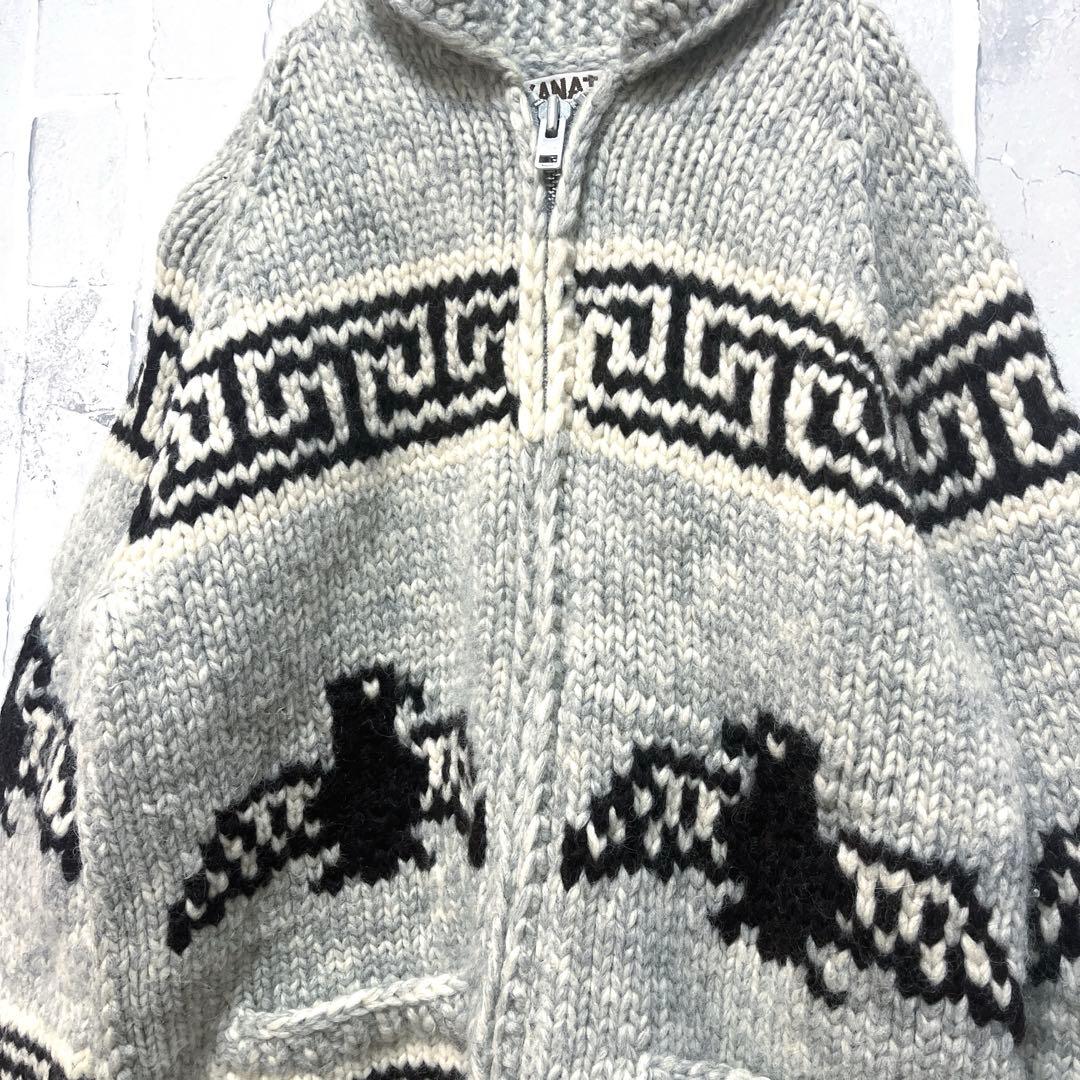 kanata カナタ カウチンニット セーター サンダーバード L カナダ製