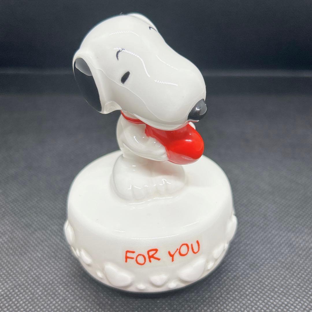 ○レア スヌーピー オルゴール○陶器製 FOR YOU 赤いハート 動作確認済