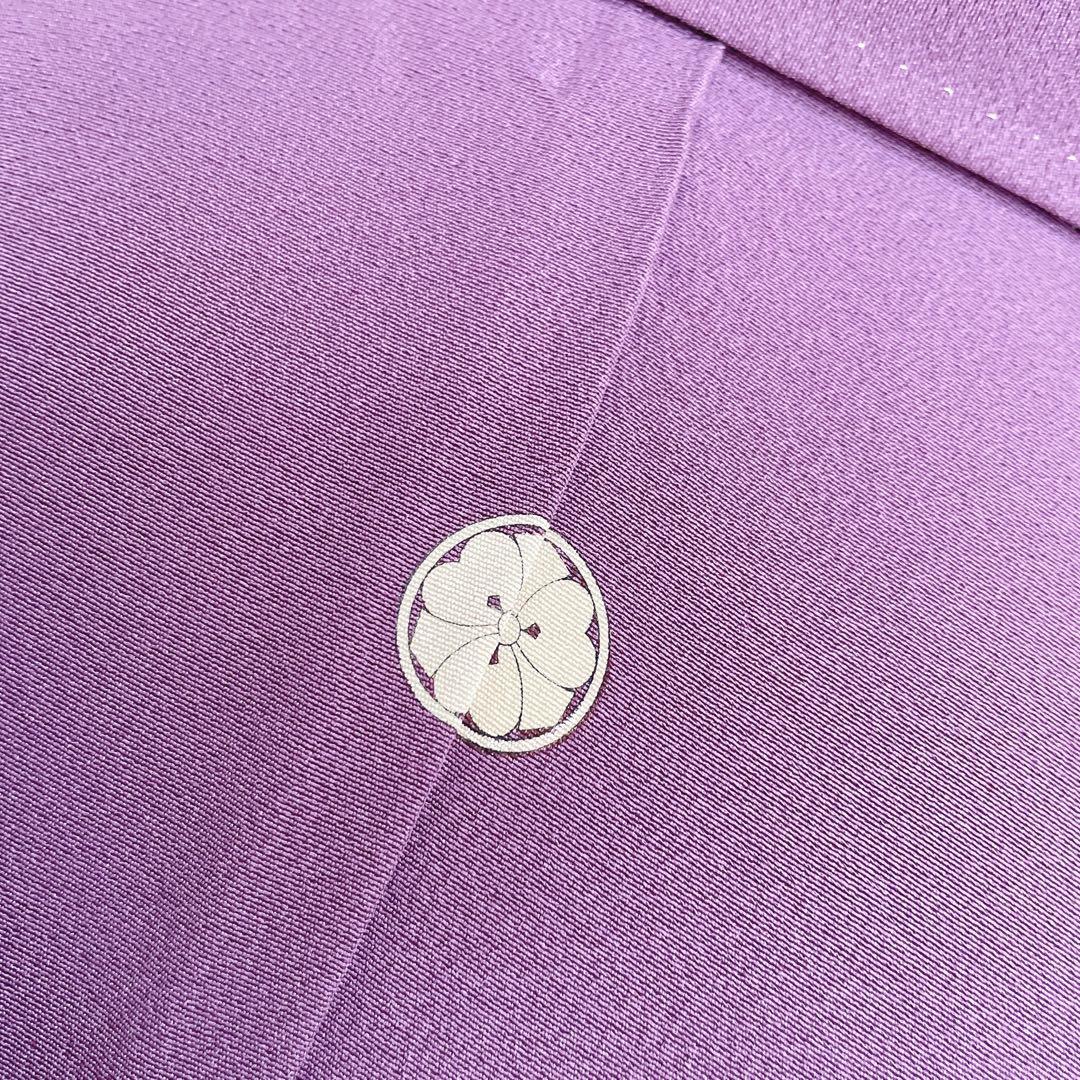 色無地 フルセット 紫 丸に剣片喰 シンプル 礼装 カジュアル 着物 I2