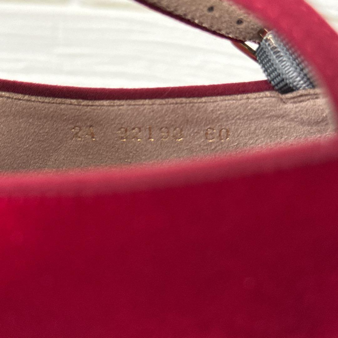 極美品✨ルタロン スクエアソフトメリージェーン レッド 23.5cm ベロア 赤