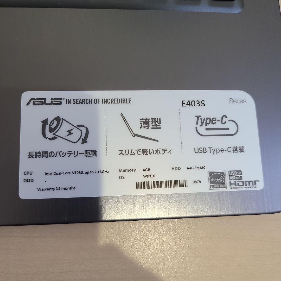 ASUS E40S ノートPC Intel N3050 4GB 64GB