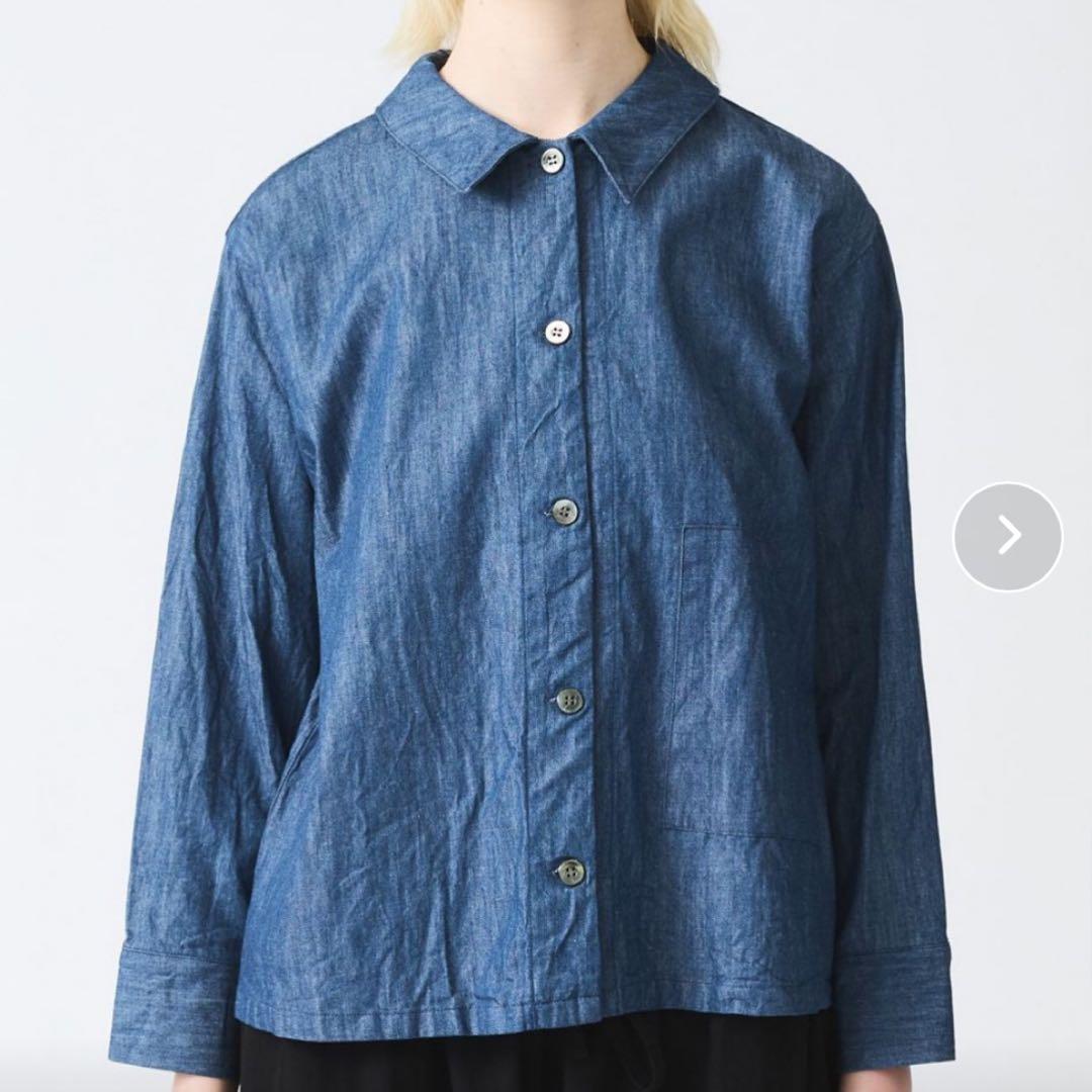 美品】 ミズイロインド デニム コンパクト シャツ インディゴ