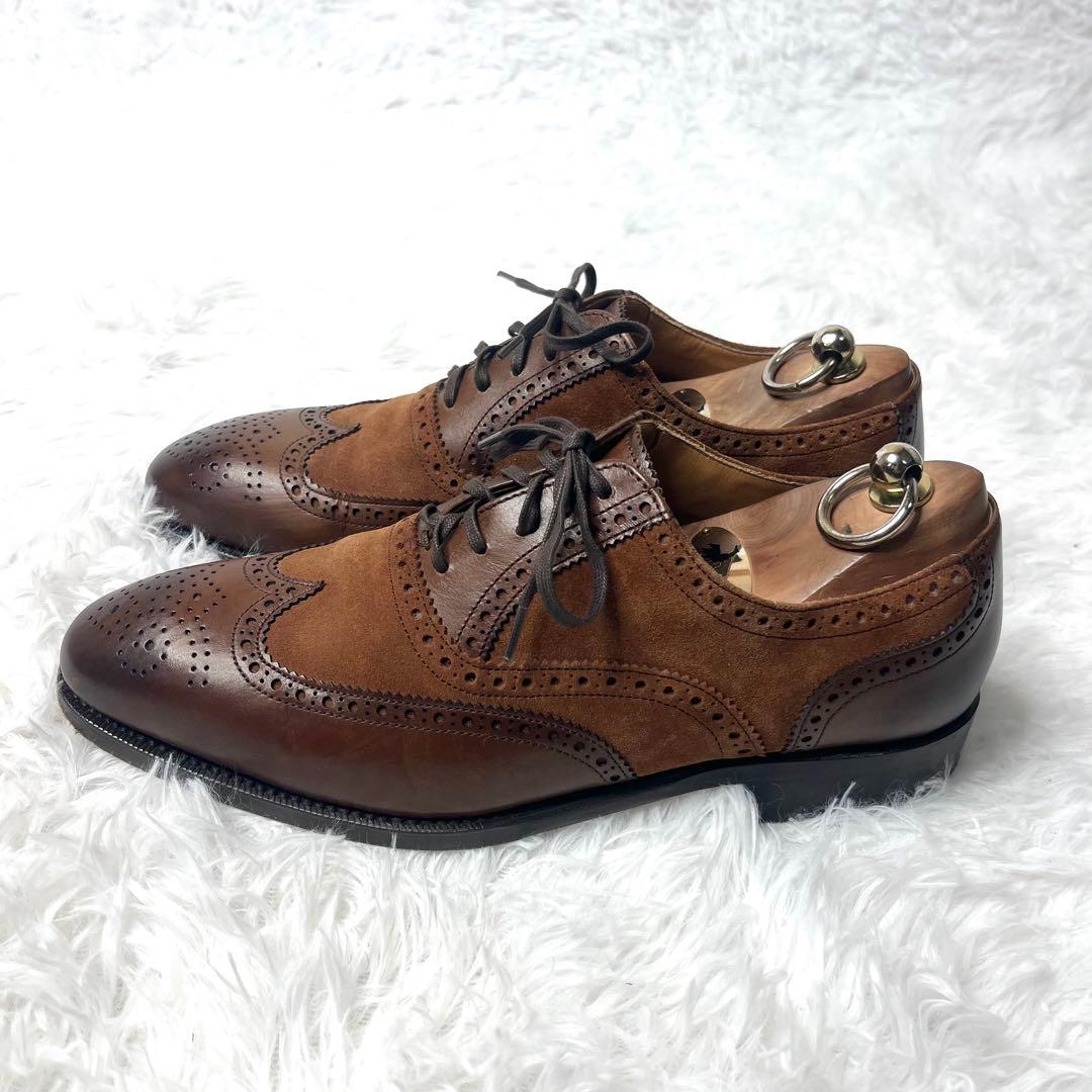 【美品】 バーウィック ウイングチップ バイカラー 切り替え 26.0cm 本革