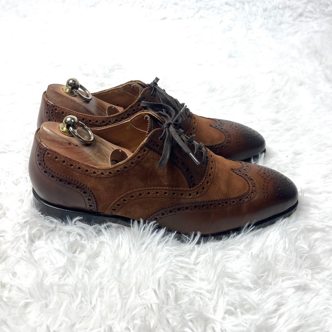 【美品】 バーウィック ウイングチップ バイカラー 切り替え 26.0cm 本革