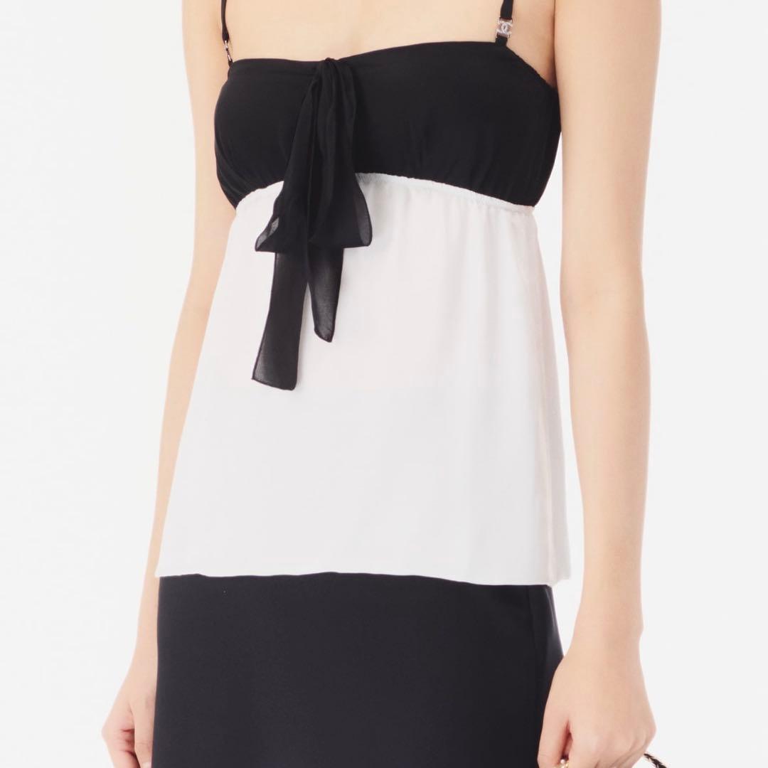 25aw CHANELシャネルリボンキャミソール34 blackpinkジェニー - メルカリ