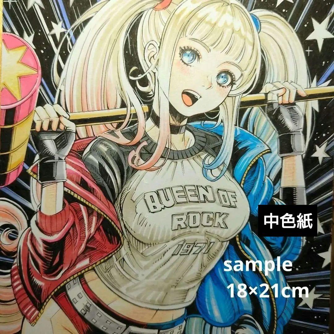 手描きイラスト 238】ファンアート原画中サイズ色紙「ブラッディホット