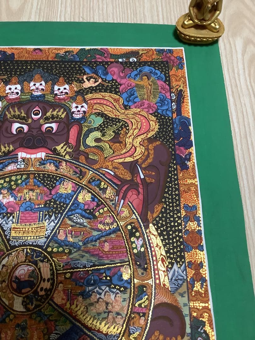 《 チベット密教　新品　1点物 》 六道輪廻　曼荼羅　手描き　仏教　密教　26