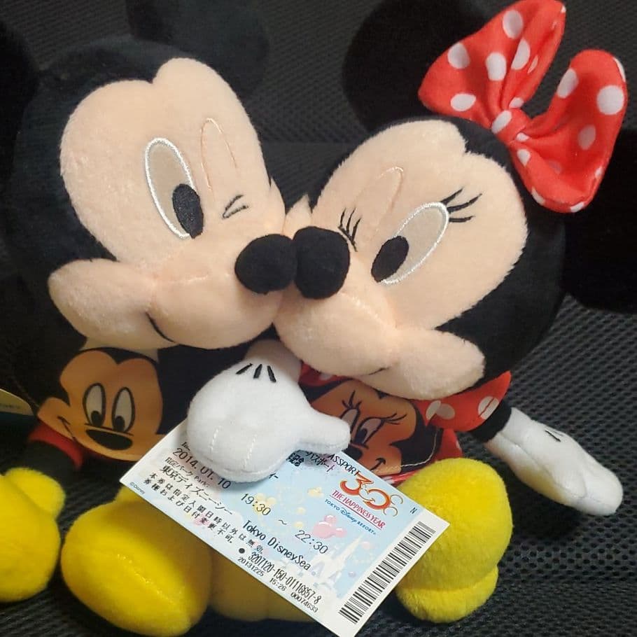 レア☆タグ付☆新品未使用 ペア ミッキー＆ミニー キス ぬいぐるみ