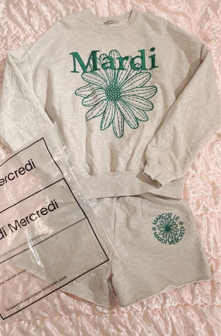 Mardi Mercredi】マルディメクルディ花刺繍スウェットセットアップ