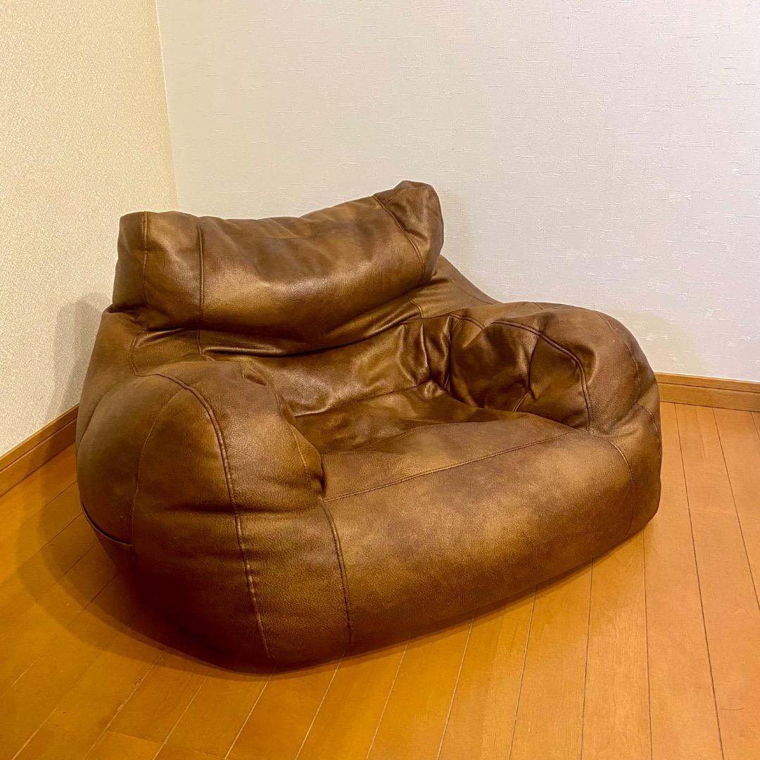 ビーズクッション　1人掛け　レザー　合皮　ブラウン 楽天市場】AMBO 一人掛け ビーズソファ 合皮レザー 4色 クリーム