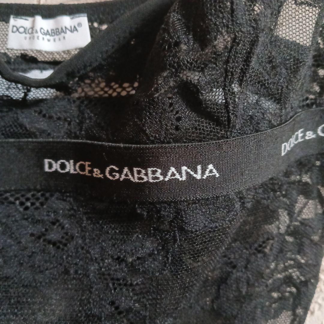 DOLCE & GABBANA ブラックレースキャミソール 花柄 ストレッチ｜