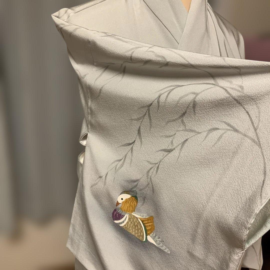 ch様極美品☆奄美大島紬☆泥染訪問着 ☆鴛鴦グレー入学式セレモニー