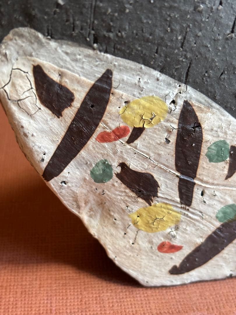 やまちゃん様専用河井寛次郎作色絵草花文鶏形置物 森の一番鶏夜から朝