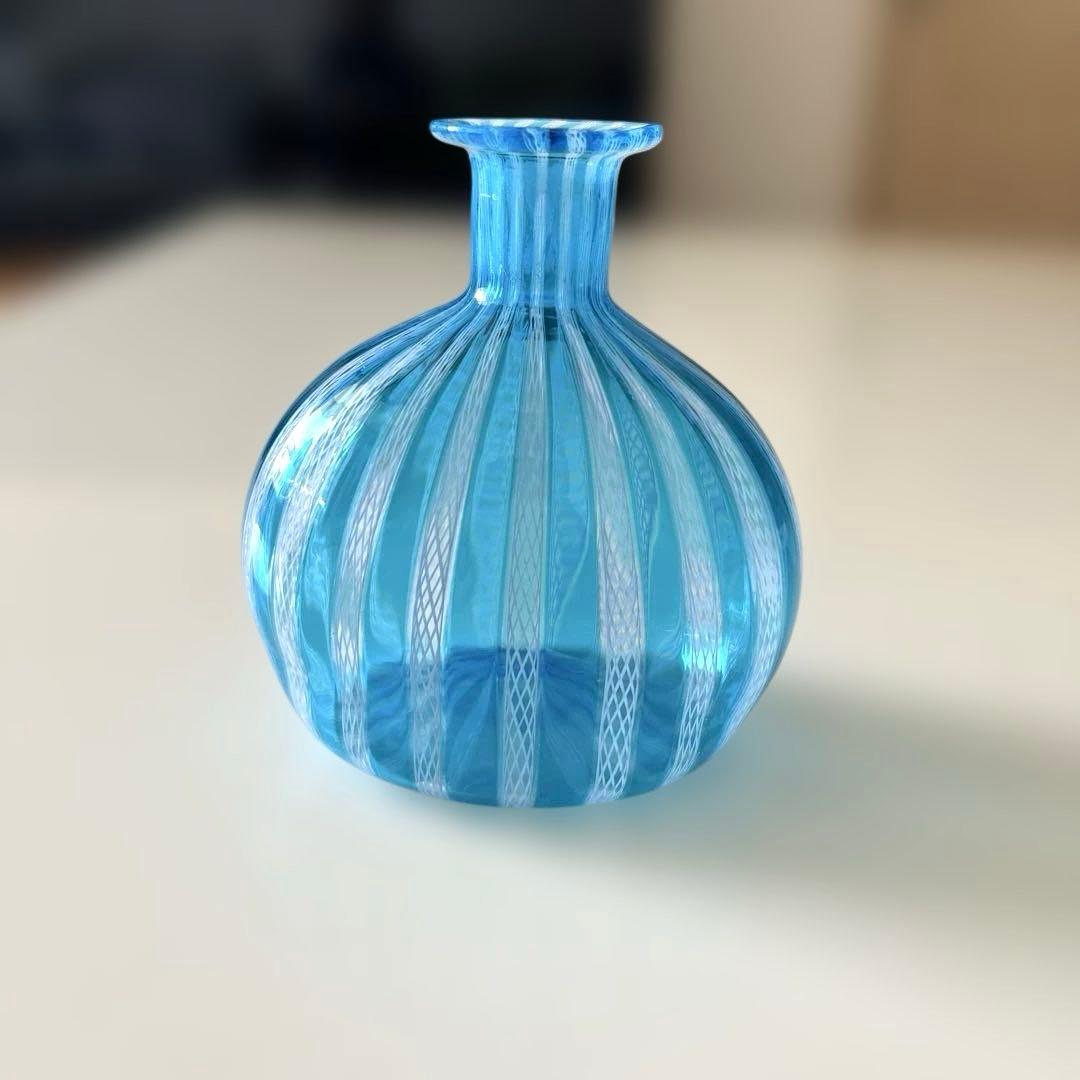 ベネチアングラス ムラーノ 香水瓶 マリンブルー白レース - メルカリ