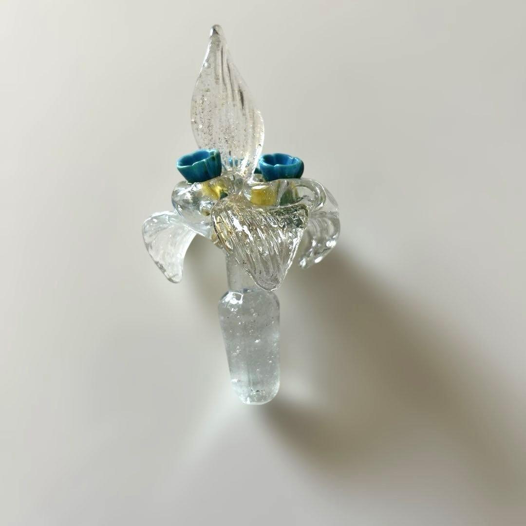 ベネチアングラス ムラーノ 香水瓶 マリンブルー白レース - メルカリ