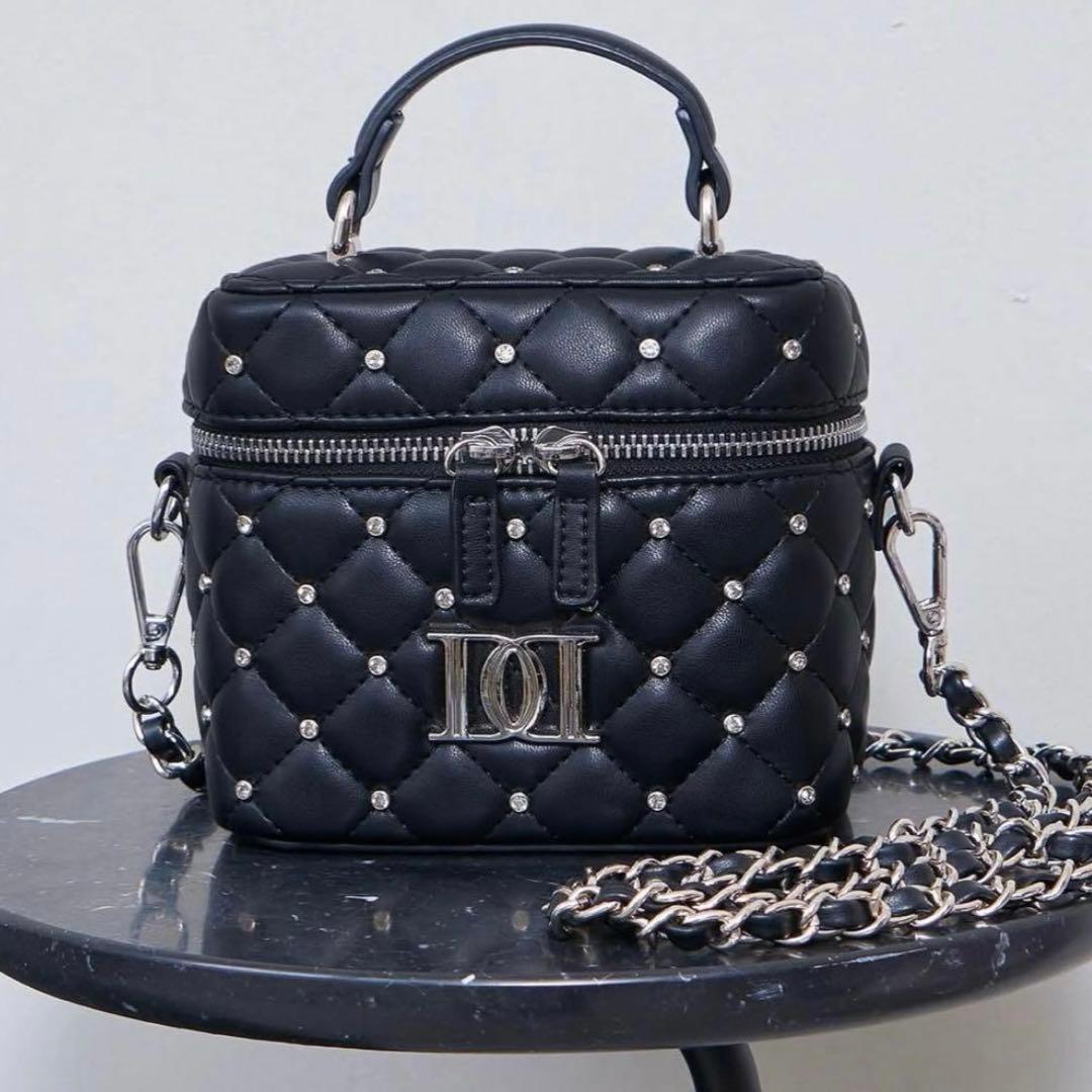 Darich キルティングビジュースクエアミニバッグ 黒 本物