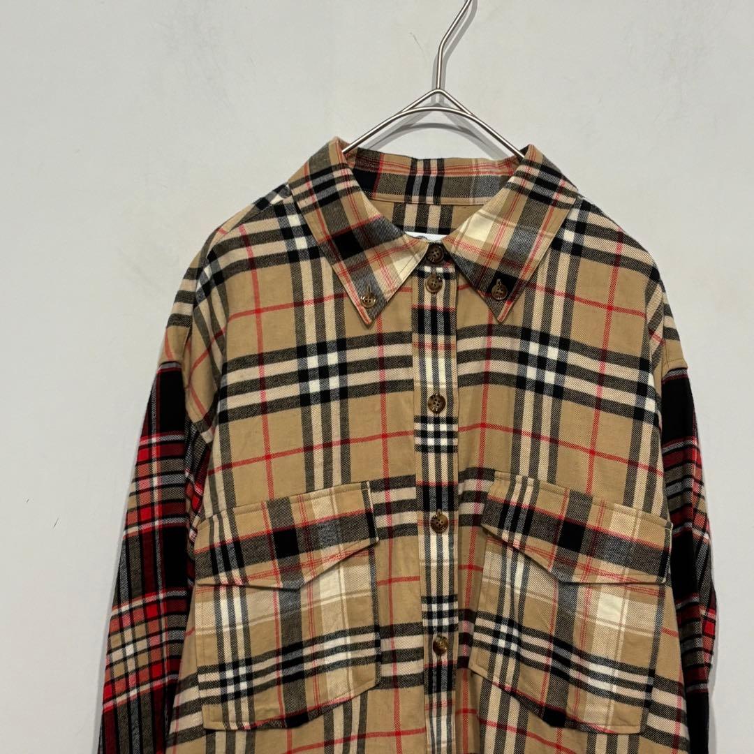 美品 バーバリー ノバチェック 切替 パッチワーク シャツ クレイジー