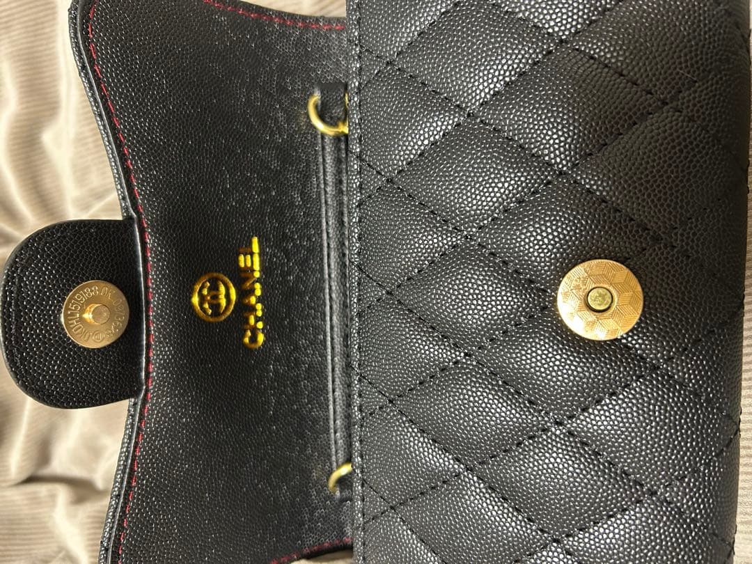 CHANELノベルティ ブラック キルティング 長財布 チェーンウォレット