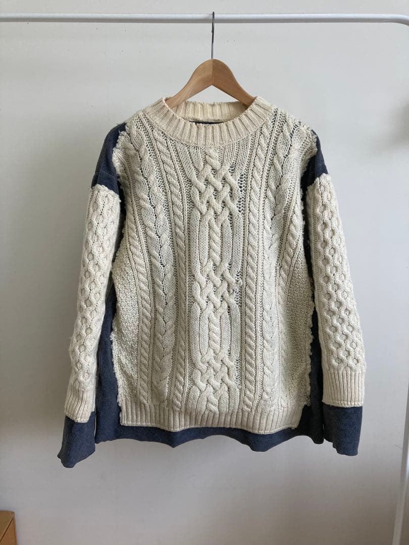 トップス Rebuild by Needles FISHERMAN SWEATER REBUILD BY NEEDLES FISHERMAN SWEATER NATURAL / PURPLE - S (B
