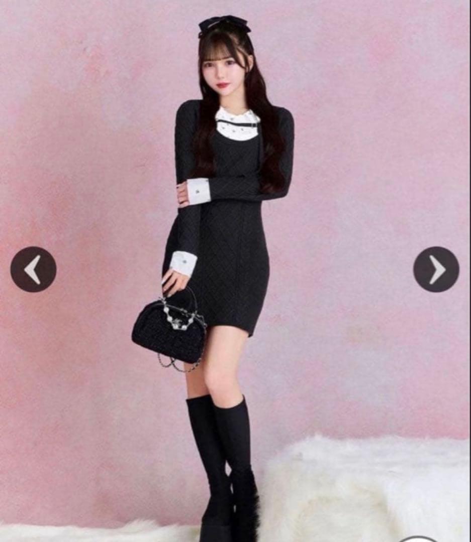 ミシェルマカロン モノグラムシャツドッキングニットワンピース - メルカリ