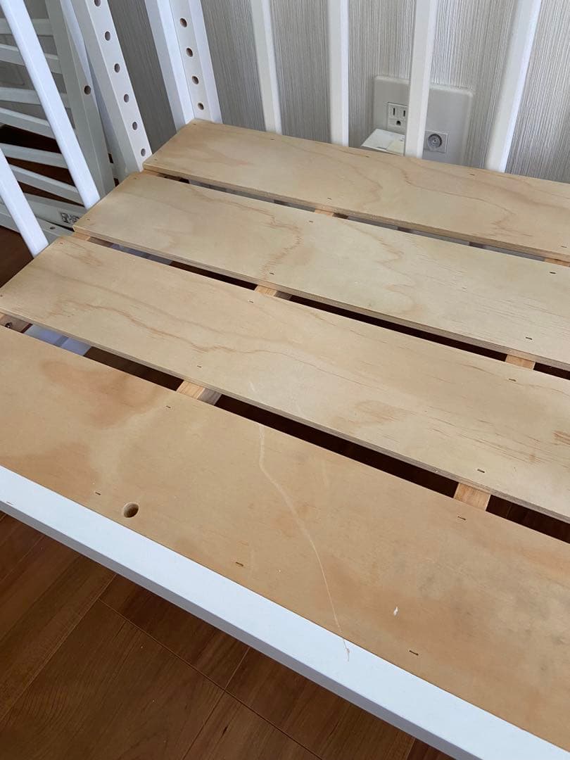 《訳あり》大和屋　ソイネール＋ムーブ　ホワイト木製ベビーベッド