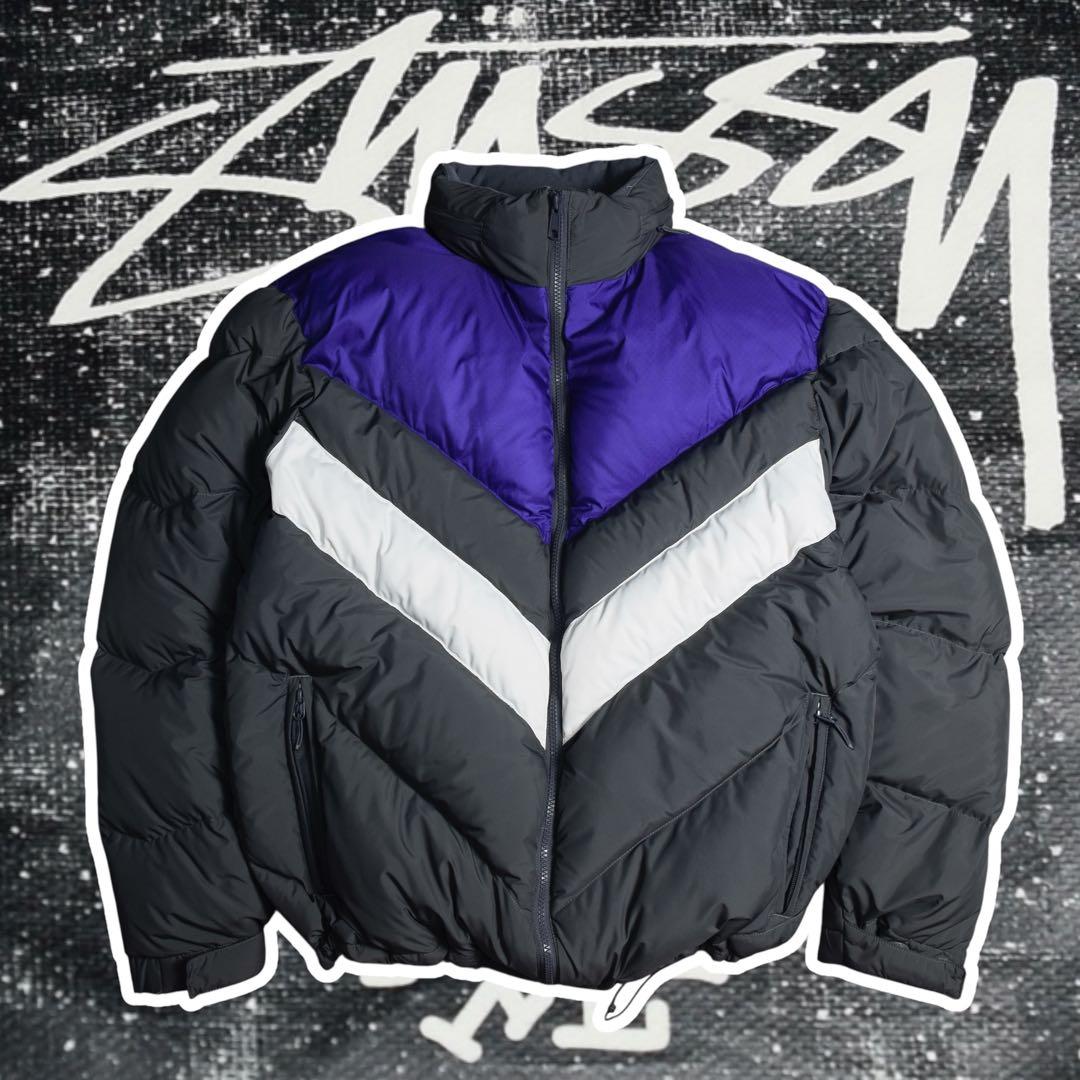 old STUSSY ダウンジャケット Vライン グレー パープル 00s - メルカリ