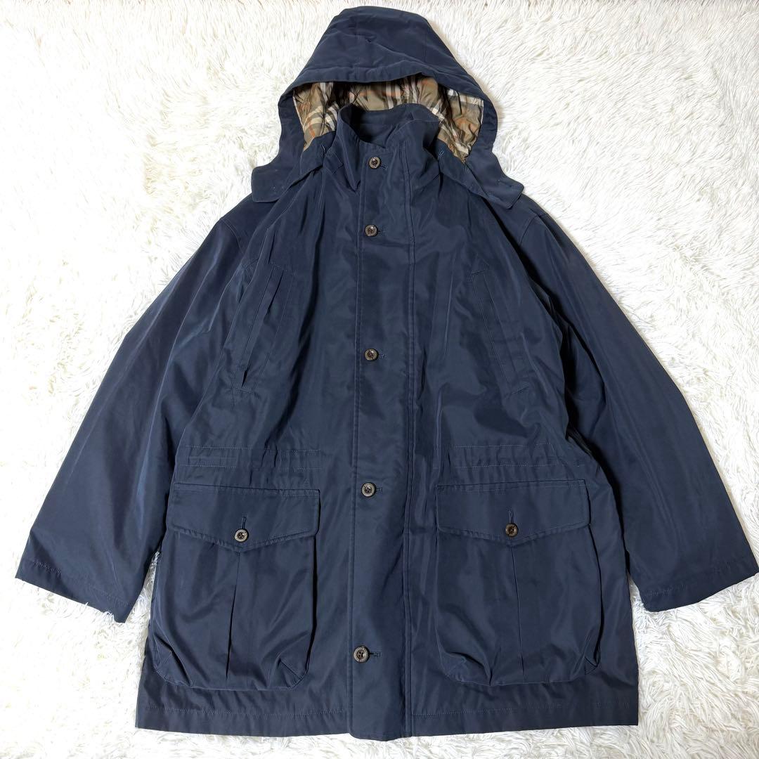 Burberry 中綿ライナー モッズコート ノバチェック ネイビー L - メルカリ