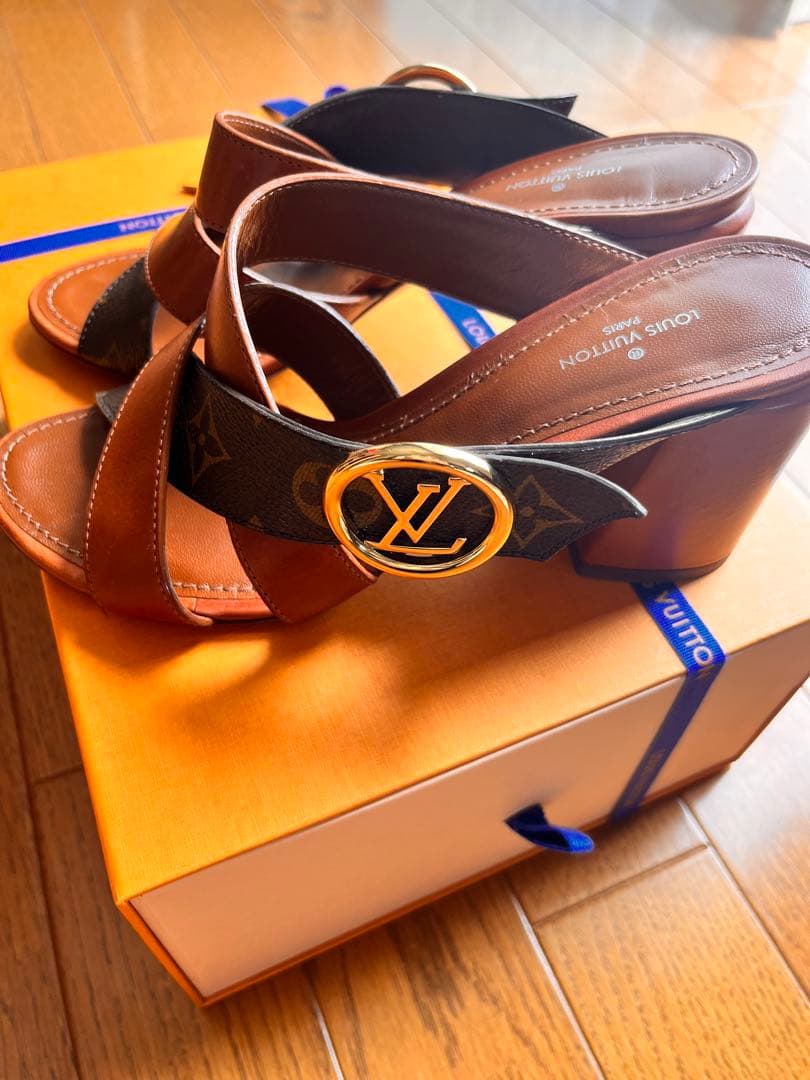 ルイヴィトン サンダル ミュール モノグラム デニム リボン ヒール