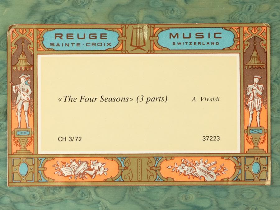 Y2534 リュージュ オルゴール ビバルディ「四季」3曲 72弁 金象嵌 ma