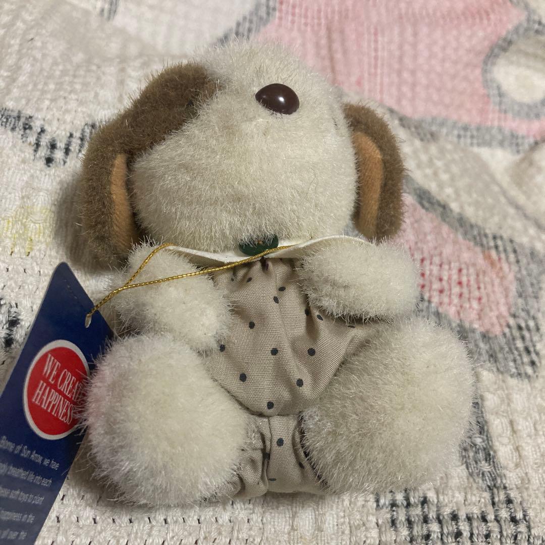 昭和レトロ サンアロー 夢の回転木馬 ピンドット 犬 ぬいぐるみ 中古品