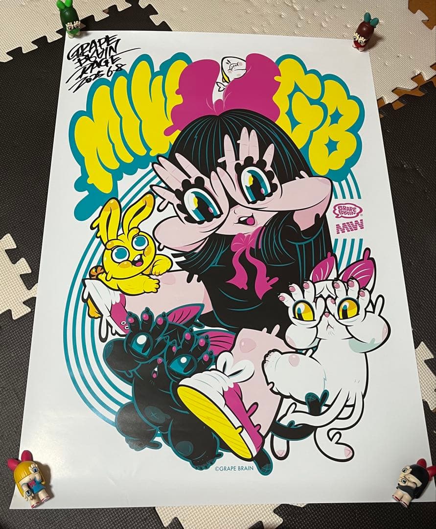 直筆サイン入り にぎるちゃんGRAPE BRAIN ポスター福岡POP UP限定