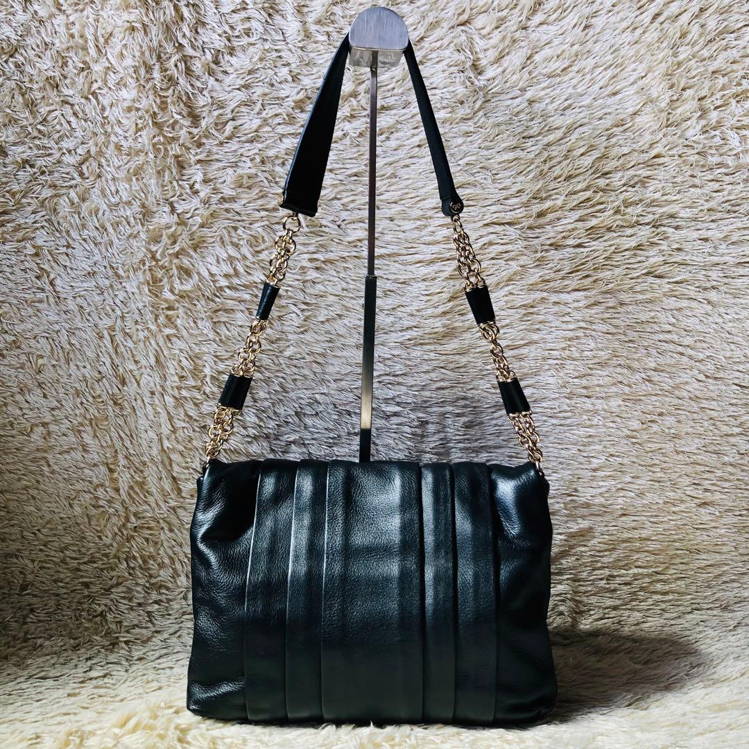 未使用級✨アニヤハインドマーチ レザーショルダーバッグ 金チェーン